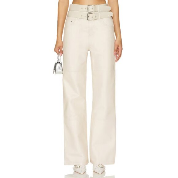 Deadwood Mirror Pants in Off White Leather